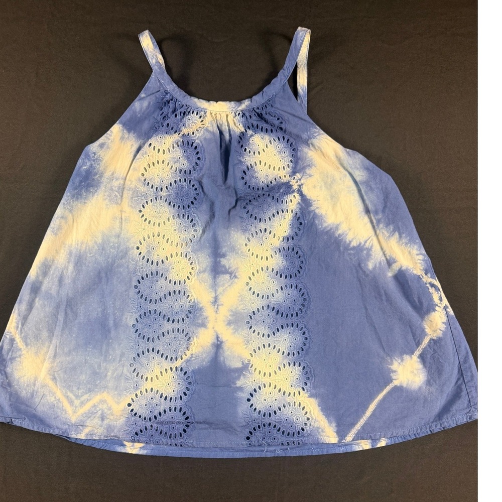 Anthropologie Forever That Girl XS Blue Tie Dye Eyelet Cotton Camisole Boho